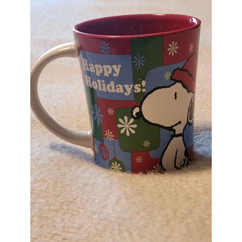 Peanuts Snoopy Happy Holidays Christmas Ceramic Red Coffee Mug